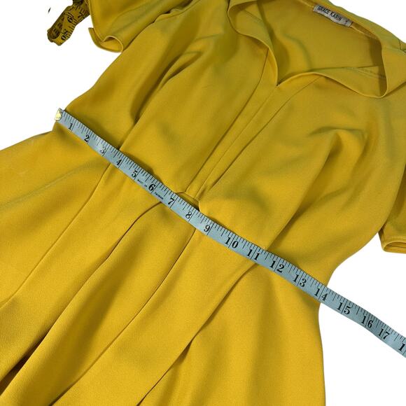 GRACE KARIN Elegant V Neck Peplum Top Tie Front Short Bell Sleeve Blouse Wmn Med - Picture 7 of 16